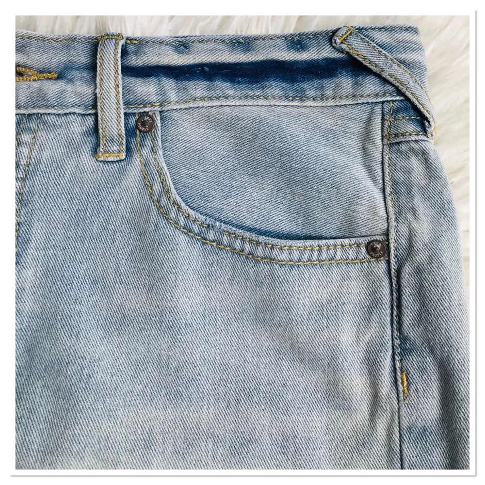 Free People Crochet Lace Hem Jean Shorts  Blue Size 26